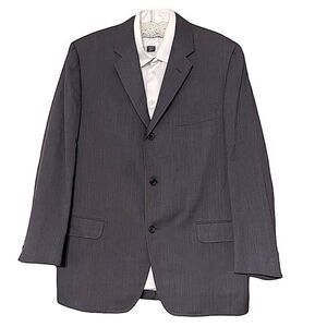 Vintage Single Breasted Mid-Grey Wool Dacron Mix Suit Jacket 42R